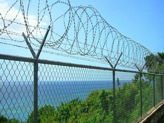 면도칼 가시철사를 가진 아연에 의하여 입히는 직류 전기를 통한 강철 체인 연결 담 신청