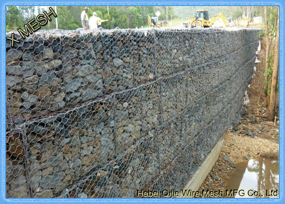 철사 Gabion 상자/돌 바구니 Gabion가 60X80mm에 의하여, 3mx1mx1m 직류 전기를 통했습니다
